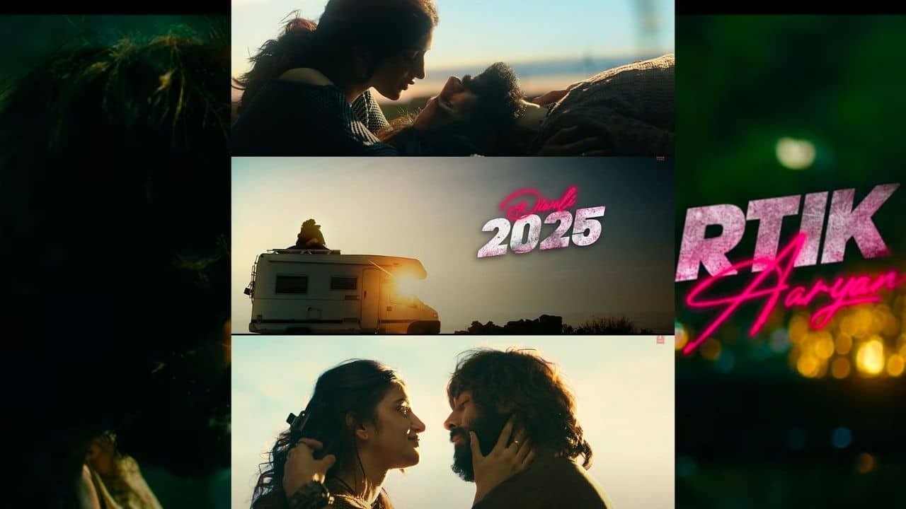 Sreeleela Kartik aryan open sky sitting in van